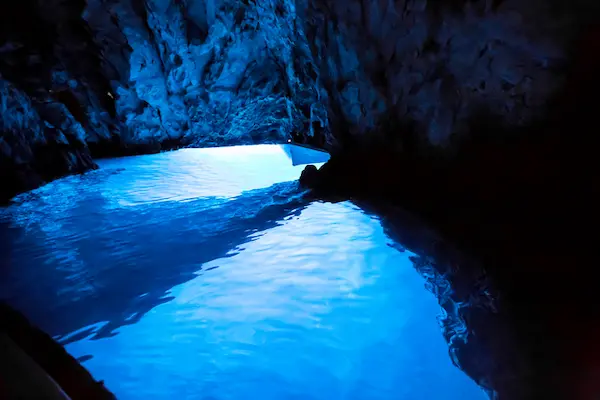 Biševo Island Croatia Blue Cave Modra Špilja - glowing blue grotto natural phenomenon