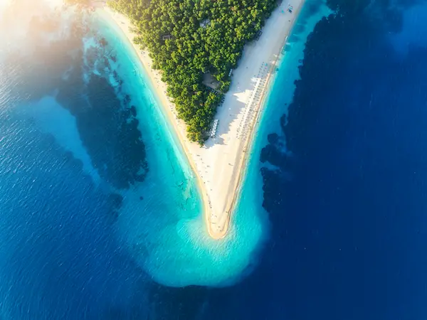 Brač Island Croatia Bol town and Zlatni Rat beach - famous Golden Horn cape