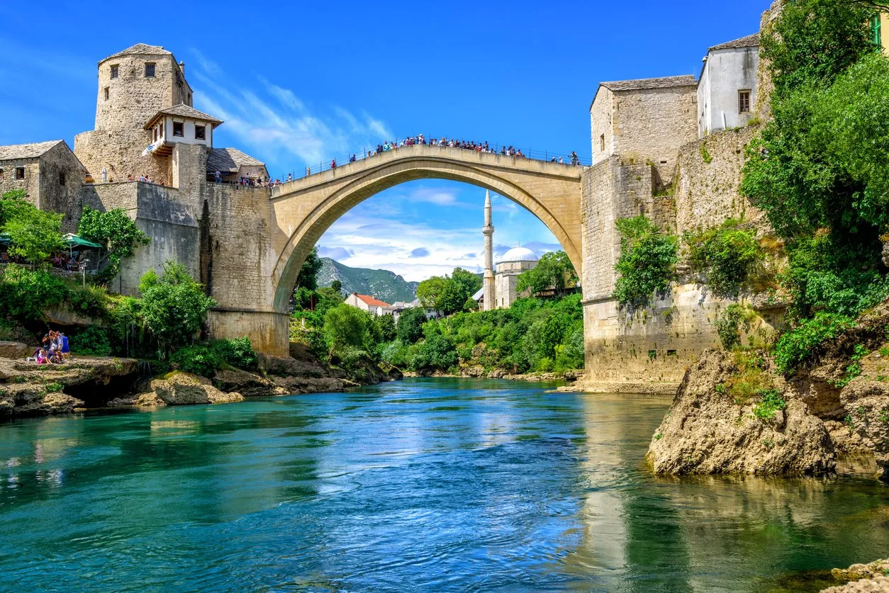 Mostar’s Old Bridge above the Neretva River