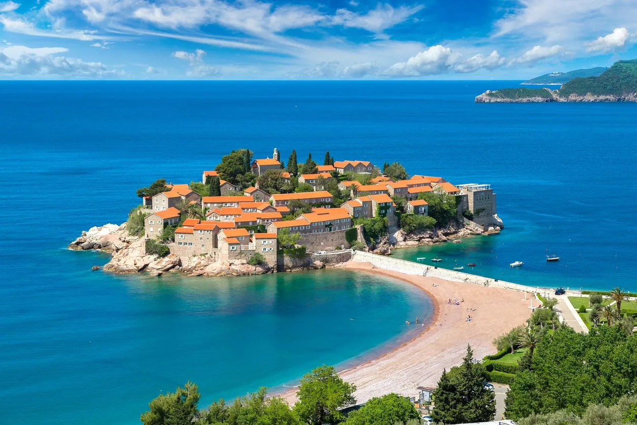 Sveti Stefan and its beaches on Montenegro’s Adriatic coast