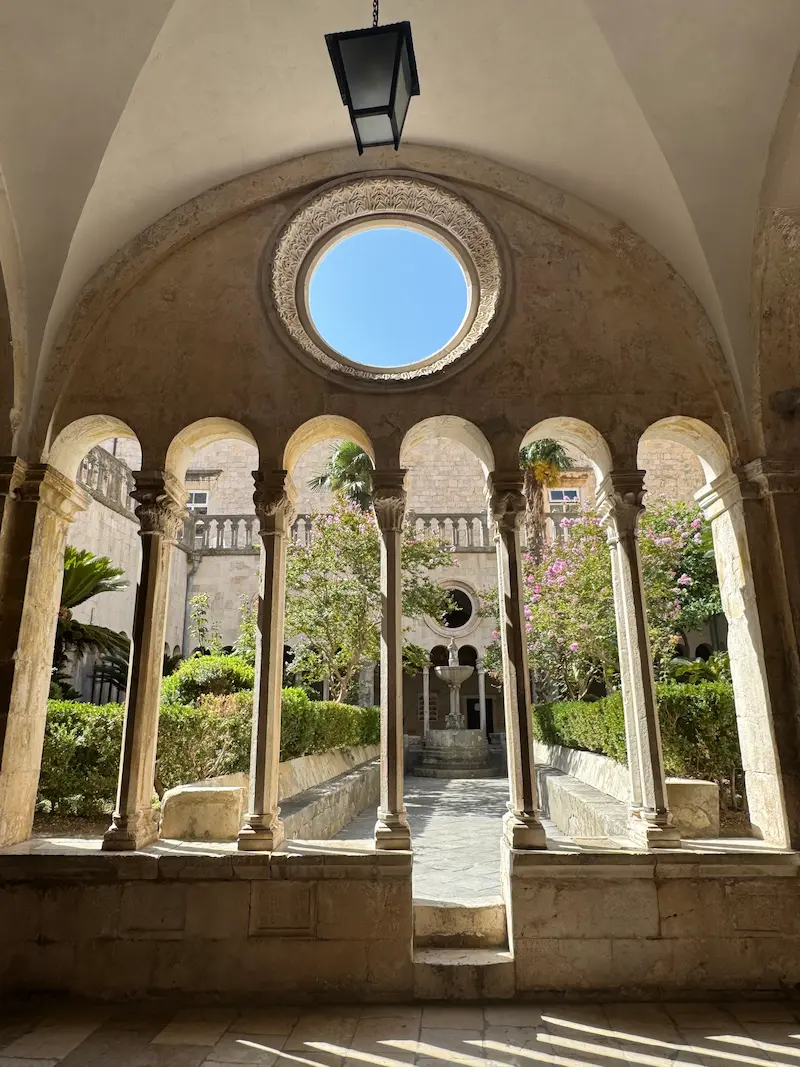 Franciscan Monastery cloister in Dubrovnik Croatia - private spiritual heritage tour of sacred spaces and ancient monasteries