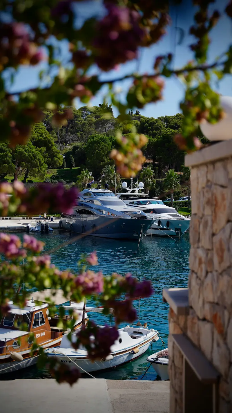 Luxury motor yacht in Croatian Adriatic marina - bespoke private charter for island hopping and coastal cruising