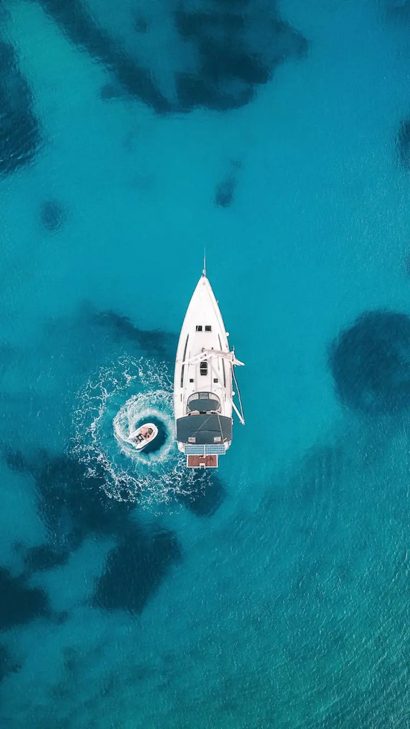 Luxury motor sailing yacht aerial view in Croatian Adriatic - private charter combining sailing tradition with modern comfort
