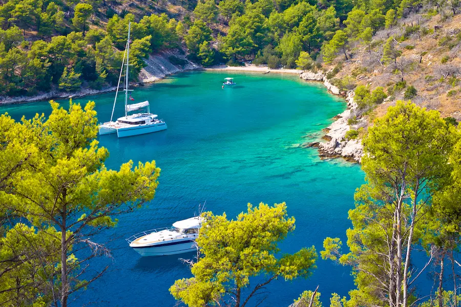 Luxury sailing yacht charter Croatia - sailboats in pristine Adriatic lagoon