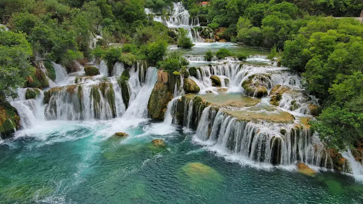 Krka Waterfalls Croatia - cascading turquoise waterfalls and green pools