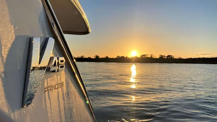 Princess yacht sunset Croatia - luxury yacht departure