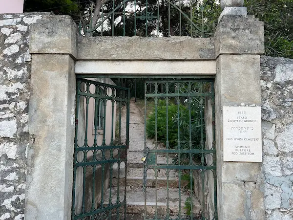 Jewish cemetery entrance Split Croatia - Marjan Hill historic gate established 1573 with Hebrew inscription