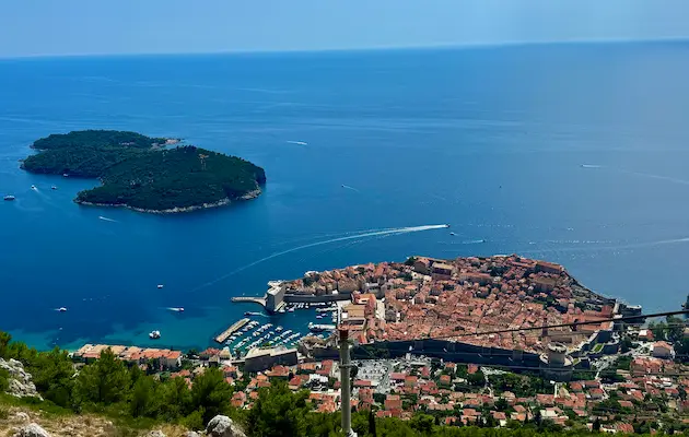 Aerial view of Dubrovnik Old Town and Lokrum Island Croatia