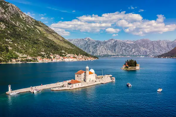 Our Lady of the Rocks island church in Perast Boka Bay Montenegro