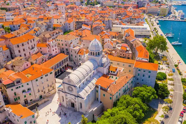 UNESCO Cathedral of St. James aerial view Šibenik Croatia